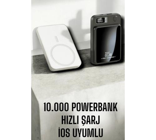 22.5W Magsafe Kablosuz Şarjlı Powerbank Dijital Ekran ve Hızlı Şarj 22.5W Magsafe Kablosuz Şarjlı Powerbank Dijital Ekran ve Hızlı Şarj