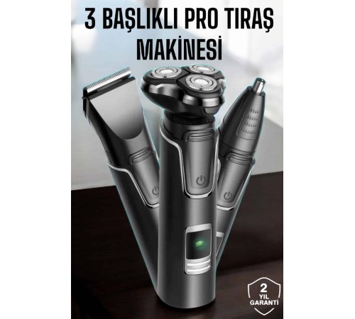 Yüksek Performanslı 3 Başlıklı Profesyonel Tıraş Makinesi
