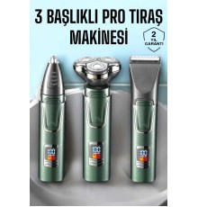 3 Başlıklı Profesyonel Saç ve Sakal Bakım Seti Vücut, Burun ve Kulak Tüy Alma