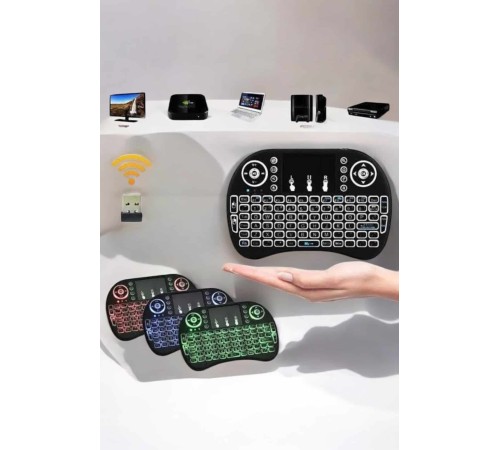 TV Uyumlu Mini Klavye Q Klavye Işıklı Tüm Cihazlara Uyumlu