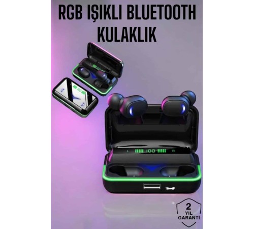 Powerbank Özellikli Kablosuz Bluetooth Kulaklık RGB Işıklı
