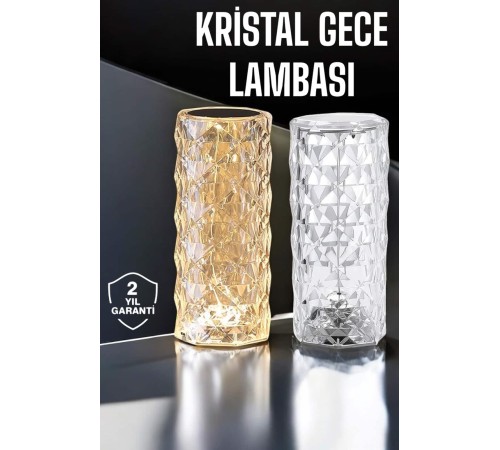 Gece Lambası Kristal Lamba Dokunmatik Şarjlı Hediyelik