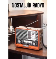 Ahşap Görünümlü Retro Bluetooth Radyo USB,AUX Ve SD Kart Girişli