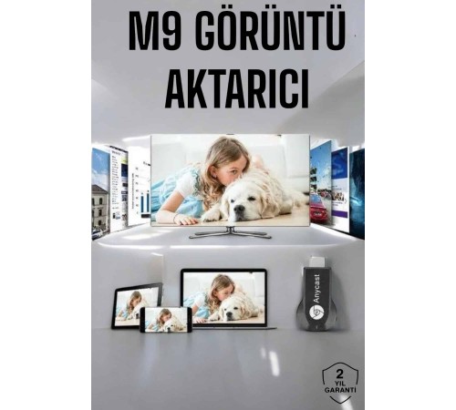 M9 Plus Kablosuz Görüntü+Ses Aktarıcı HDMI TV