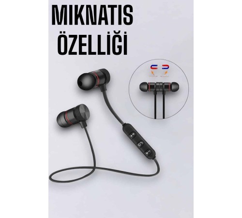 Kablosuz Sport Mıknatıslı Mikrofonlu Kulak İçi Kulaklık