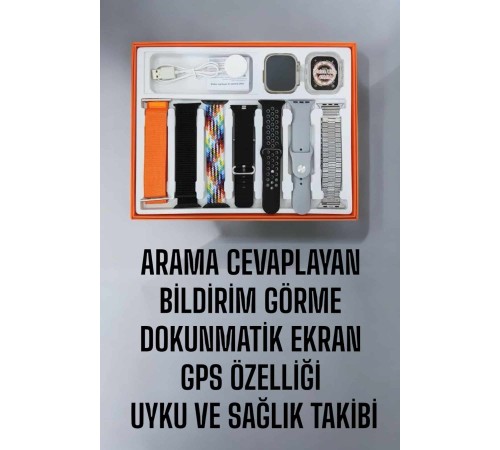 Akıllı Saat 7 Kordonlu Metal,Plastik Ve Hasır Kordon Seçeneği