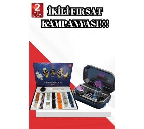 2025 Model Çok Kordonlu Akıllı Saat ve Bluetooth Kulaklık El Fenerli
