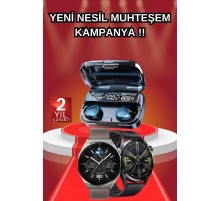 İkili Set Akıllı Saat Ve Bluetooth Kulaklık Kablosuz Uzun Pil Ömrü Spor Modları