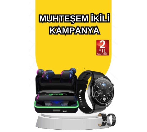 Yeni Nesil Akıllı Saat Ve Bluetooth Kulaklık Titreşim Bildirimleri Uyku Takibi