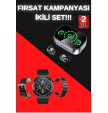 TWS Bluetooth Kulaklık ve Akıllı Saat Uyku Takibi Nabız Ölçer Uzun Pil Ömrü