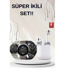 Akıllı Saat ve Kulaklık Seti Dokunmatik Ekran 5.0 Bluetooth Bağlantılı Sesli Görüşme