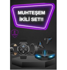 Kablosuz Bluetooth Bağlantılı Kulaklık ve Dokunmatik Ekran Akıllı Saat Arama Cevaplama