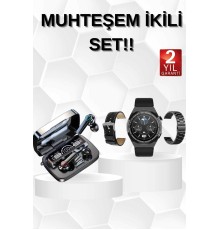 Kulak İçi Kablosuz Bluetooth Kulaklık ve NFC ve GPS Özellikli Akıllı Saat Alarm ve Titreşim
