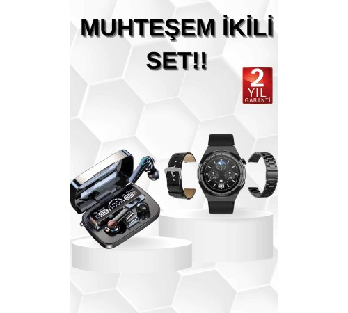 Kulak İçi Kablosuz Bluetooth Kulaklık ve NFC ve GPS Özellikli Akıllı Saat Alarm ve Titreşim