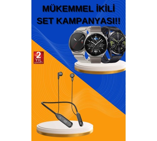 Alarm ve Titreşim Özellikli Akıllı Saat ve Mikrofonlu Kablolu Bluetooth Kulaklık 60 Saat