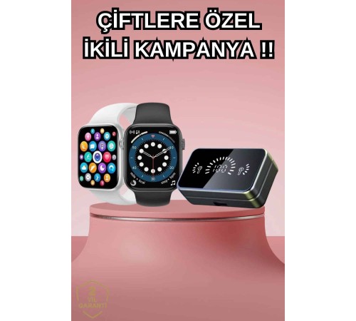 Powerbank Bluetooth Kulaklık Ve Yeni Model Akıllı Saat Seti ANC Özelliği Dokunamatik