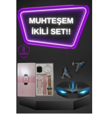 Kadınlar İçin Dokunmatik Ekran Akıllı Saat ve Gamer Kablosuz Bluetooth Kulaklık ANC Özelliği