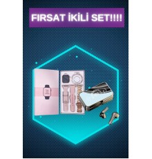 Bileklikli Amoled Ekran Akıllı Saat ve Dijital Göstergeli Kablosuz Bluetooth Kulaklık ANC/ ENC