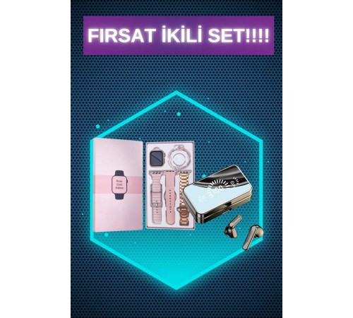 Bileklikli Amoled Ekran Akıllı Saat ve Dijital Göstergeli Kablosuz Bluetooth Kulaklık ANC/ ENC
