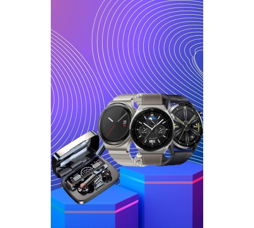 Kulak İçi Kablosuz Bluetooth Kulaklık ve NFC ve GPS Özellikli Akıllı Saat Alarm ve Titreşim