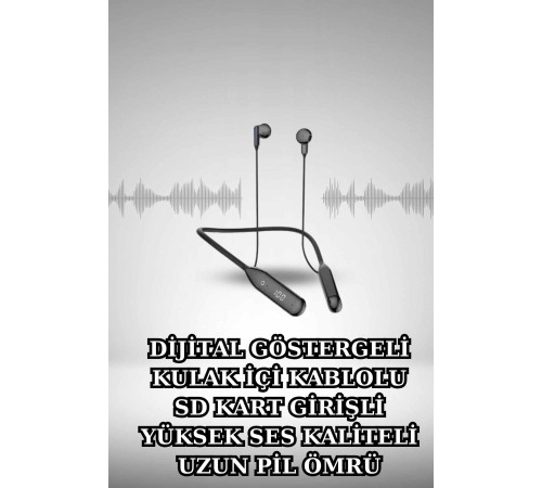 Alarm ve Titreşim Özellikli Akıllı Saat ve Mikrofonlu Kablolu Bluetooth Kulaklık 60 Saat