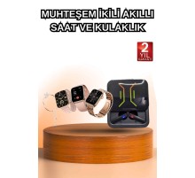 Wireless Şarjlı Akıllı Saat ve Dijital Göstergeli Kablosuz Bluetooth Kulaklık Nabız Ölçer