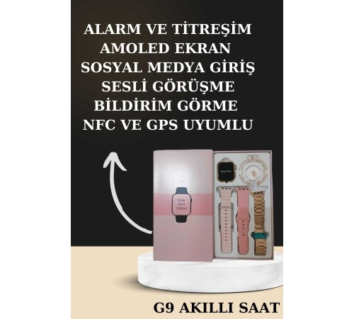 Nabız Ölçer Hediye Bileklikli Akıllı Saat ve Dijital Göstergeli Bluetooth Kulaklık Çoklu Şarj Girişi