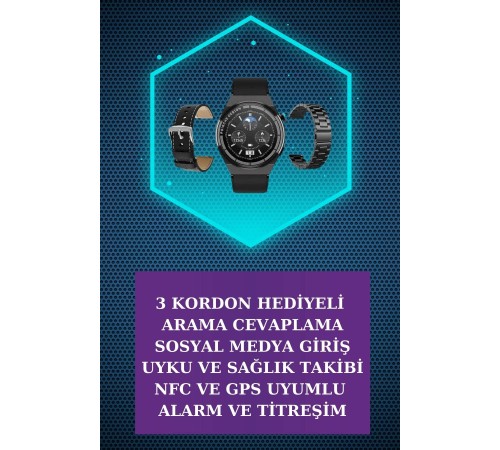 Kulak İçi Kablosuz Bluetooth Kulaklık ve NFC ve GPS Özellikli Akıllı Saat Alarm ve Titreşim