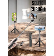 Kumandalı Tripod Telefon Tutucu Selfie Çubuğu 360 Derece Dönebilen