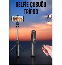 Tripod Kablosuz Bluetooth Bağlantılı Selfie Çubuğu 360 Derece Dönebilen