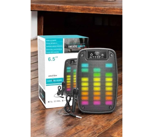 Kablosuz Bluetooth Hoparlör Taşınabilir 6.5 inç LED Işık Kareoke