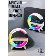 Bluetooth Hoparlör 15W Kablosuz Hızlı Şarj LED Gece Lambası
