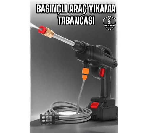 Şarjlı Oto Yıkama Tabancası Su Basınçlı Hazneli Bataryalı