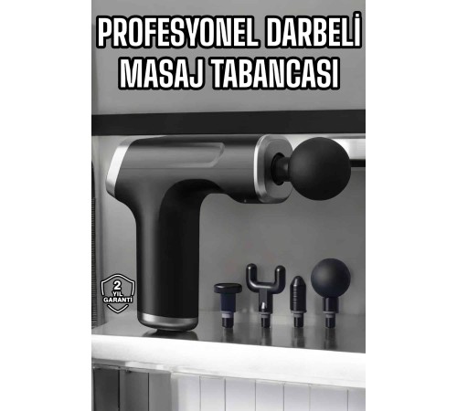 Masaj Tabancası 4 Başlıklı Kas ve Vücut Ağrıları İçin Şarjlı Darbeli
