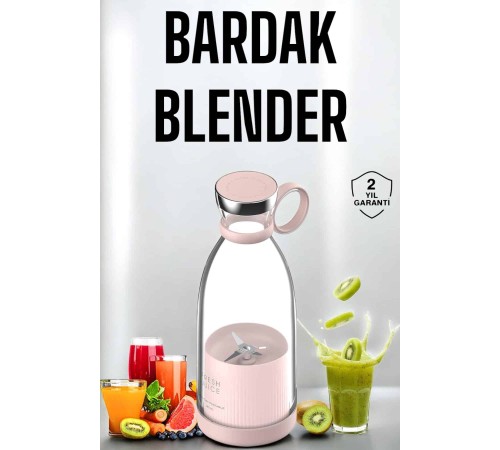 Bardak Blender Smoothie Meyve Sıkacağı Şarjlı Cam Taşınabilir