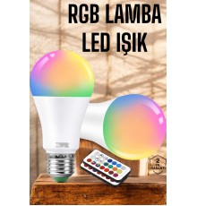 RGB Led Lamba Led Işık Ampul Renk Değiştirebilen 100 Watt