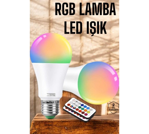 RGB Led Lamba Led Işık Ampul Renk Değiştirebilen 100 Watt