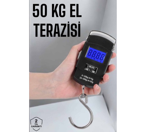 50 Kg El Kantarı Ağırlık Ölçer Dijital Ekranlı Kancalı Portatif