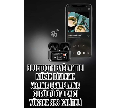 Yeni Nesil Bluetooth Kulaklık Ekranlı Yüksek Ses Kaliteli Uzun Şarj Süreli
