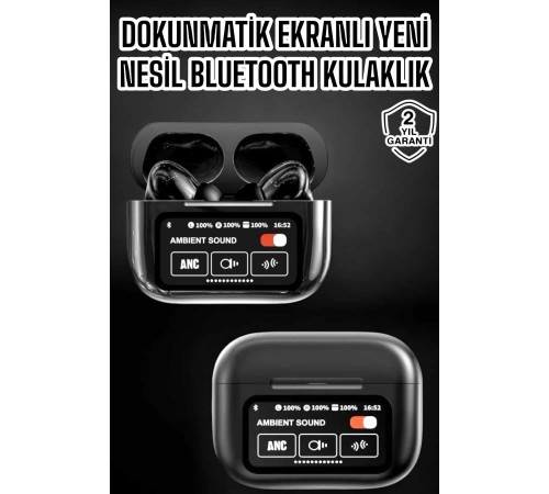 Bluetooth Kulaklık Kablosuz Ekranlı ANC/ENC Destekli Dokunmatik