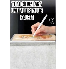 Dokunmatik Kalem Beyaz Şarjlı Yedek Uçlu Android ve İOS Uyumlu