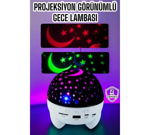 Gece Lambası Renkli Yıldızlı Gökyüzü Projeksiyon Gece Tavan Yansıtma