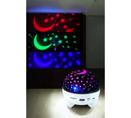 Gece Lambası Projeksiyon Görünümlü Şarjlı Yıldızlı Yuvarlak