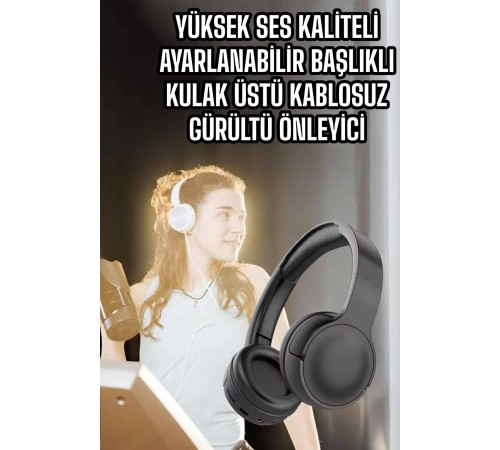 Kulak Üstü Kablosuz Bluetooth Kulaklık Gürültü Önleyici Uzun Şarj Süreli