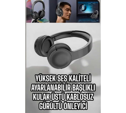 Kablosuz Bluetooth Kulaklık ANC/ENC Destekli Kulak Üstü Yüksek Ses Kaliteli