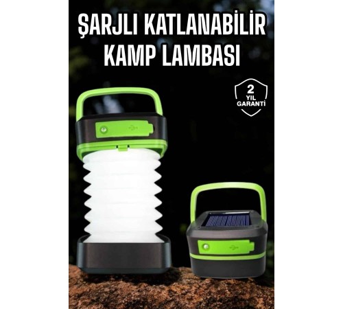 Led Lamba Kamp Lambası Hafif Taşınabilir Şarj Süreli Akordeon El Fenerli