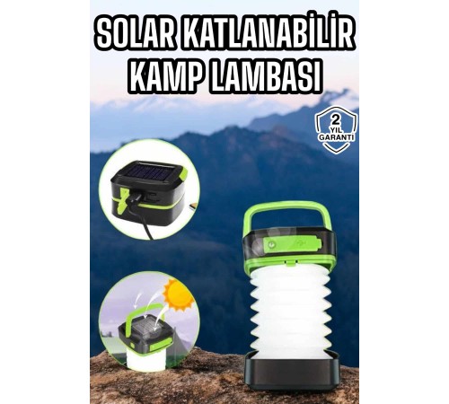 Güneş Enerjili Led Lamba Kamp Lambası Katlanabilir Lamba USB Şarjlı