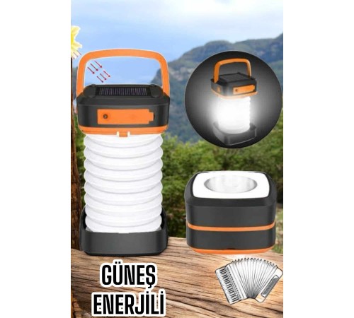 Güneş Enerjili Led Lamba Kamp Lambası Katlanabilir Lamba USB Şarjlı