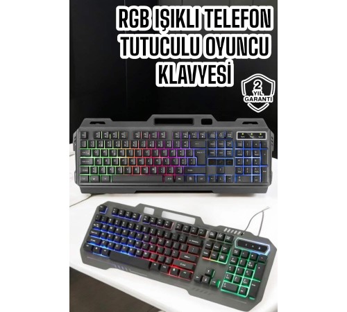 Q Klavye RGB Işıklı Klavye Ve Mouse Seti Kablolu Mouse Hediyeliş