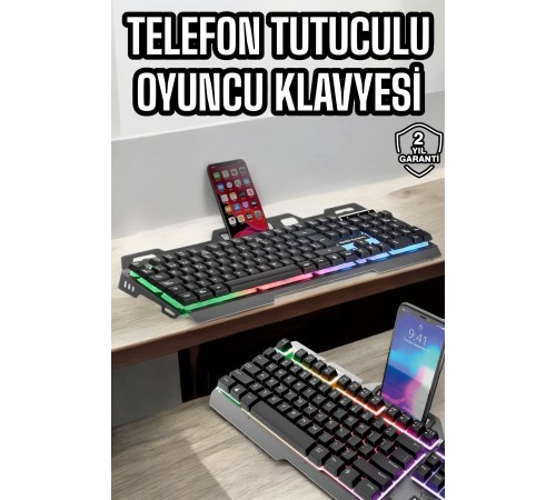 Klavyesi Q Klavye RGB Işıklı Mouse Hediyeli